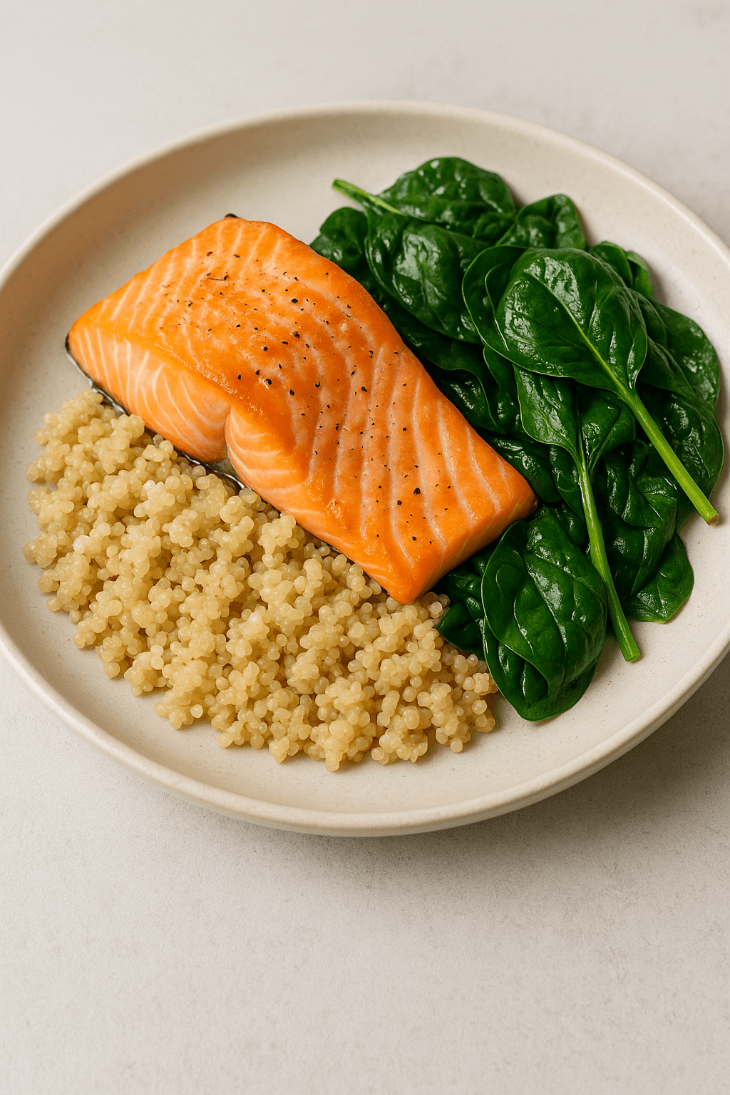 Baked Salmon with Quinoa & Spinach