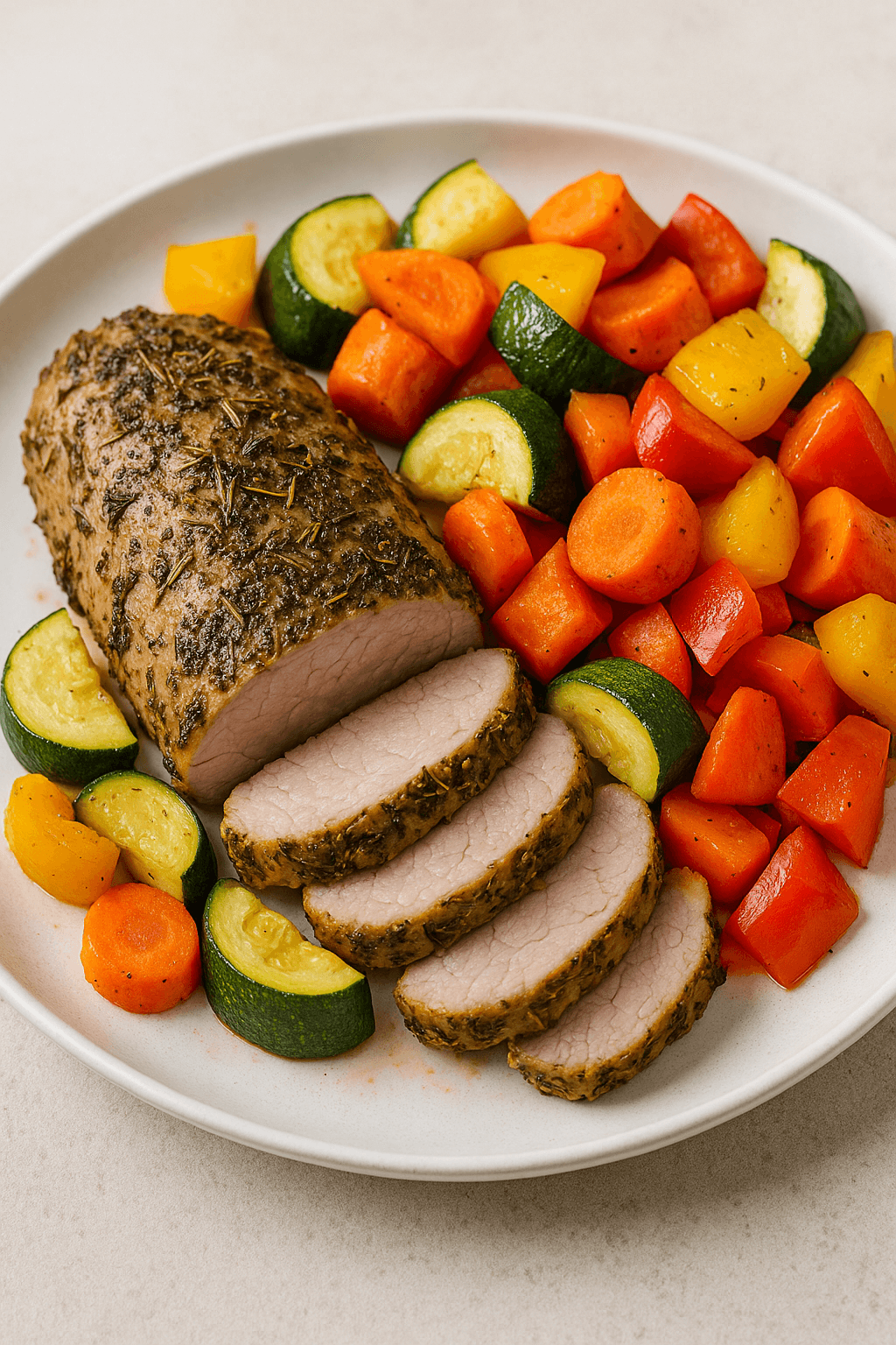 Herb-Crusted Pork Tenderloin with Roasted Vegetables